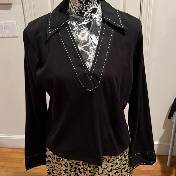 INC International Concepts size XL black v-neck long sleeve with cuffs like new - Picture 5 of 12